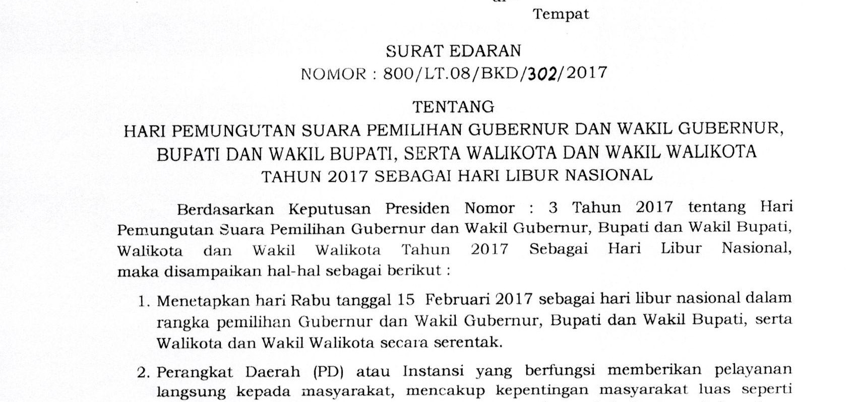 SURAT EDARAN WALIKOTA MANADO TENTANG HARI PEMUNGUTAN SUARA PEMILIHAN GUBERNUR DAN WAKIL GUBERNUR, BUPATI DAN WAKIL BUPATI, SERTA WALIKOTA DAN WAKIL WALIKOTA TAHUN 2017 SEBAGAI HARI LIBUR NASIONAL 14edaranLibur.jpg
